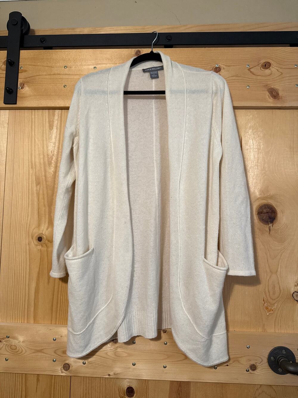 Kate & Mallory 100% Cashmere Open Front Cardigan Cream Quiet Luxury XL Capsule